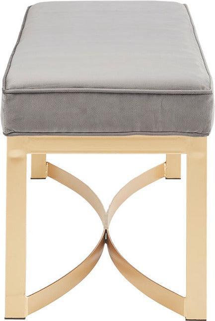 Olliix.com Benches - Secor Upholstered Accent Bench with Metal Base Gray