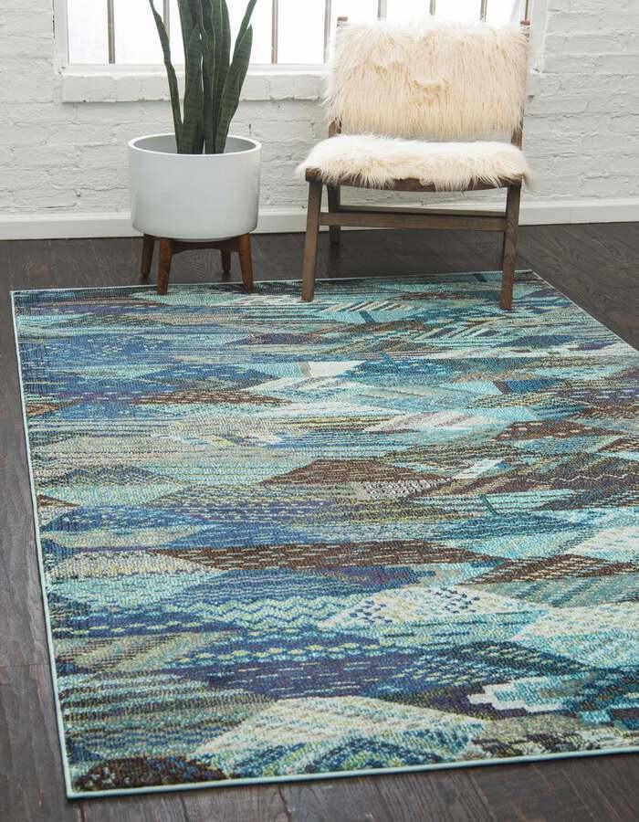 Unique Loom Indoor Rugs - Sedona Contemporary Palace Rectangular Rug Blue