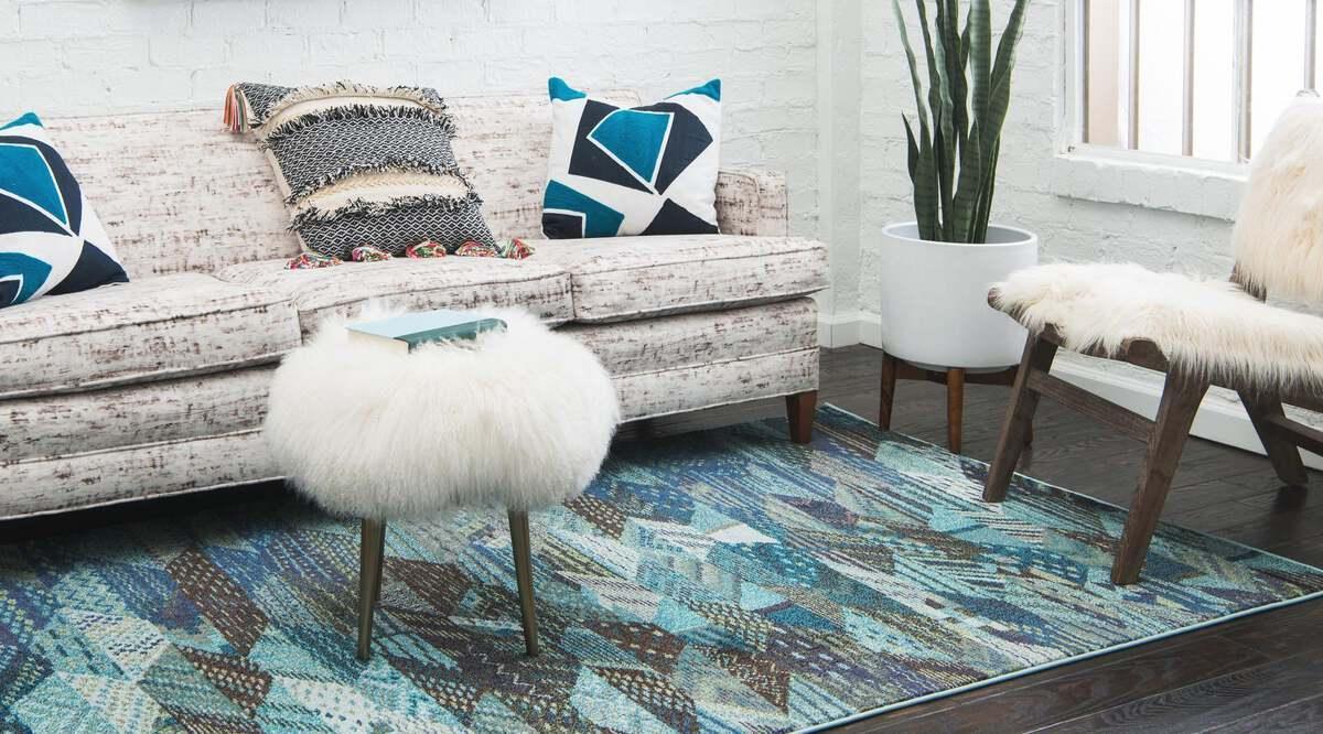 Unique Loom Indoor Rugs - Sedona Contemporary Palace Rectangular Rug Blue