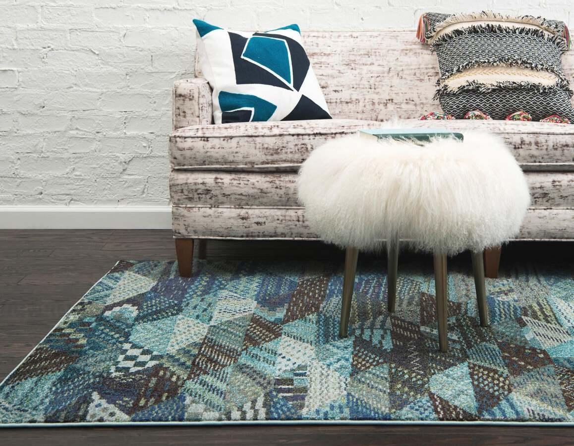 Unique Loom Indoor Rugs - Sedona Contemporary Palace Rectangular Rug Blue