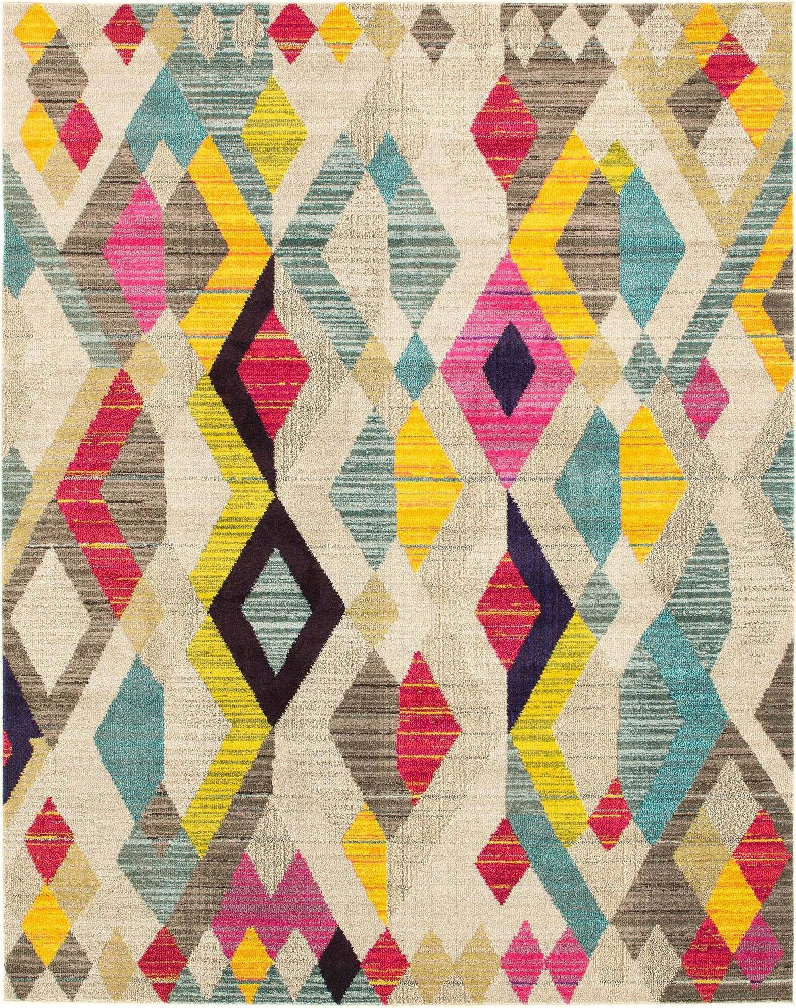Unique Loom Indoor Rugs - Sedona Geometric Rectangular 8x10 Rug Beige & Red