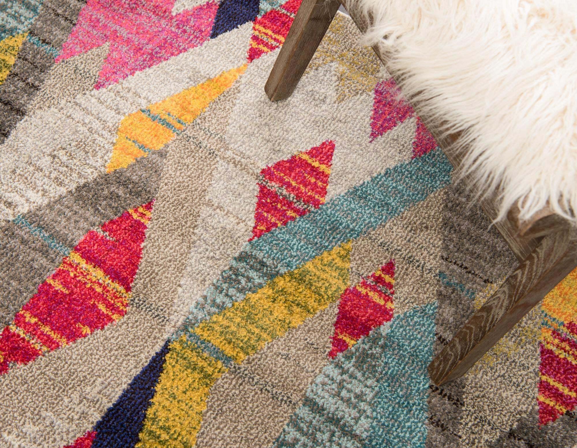 Unique Loom Indoor Rugs - Sedona Geometric Rectangular 8x10 Rug Beige & Red