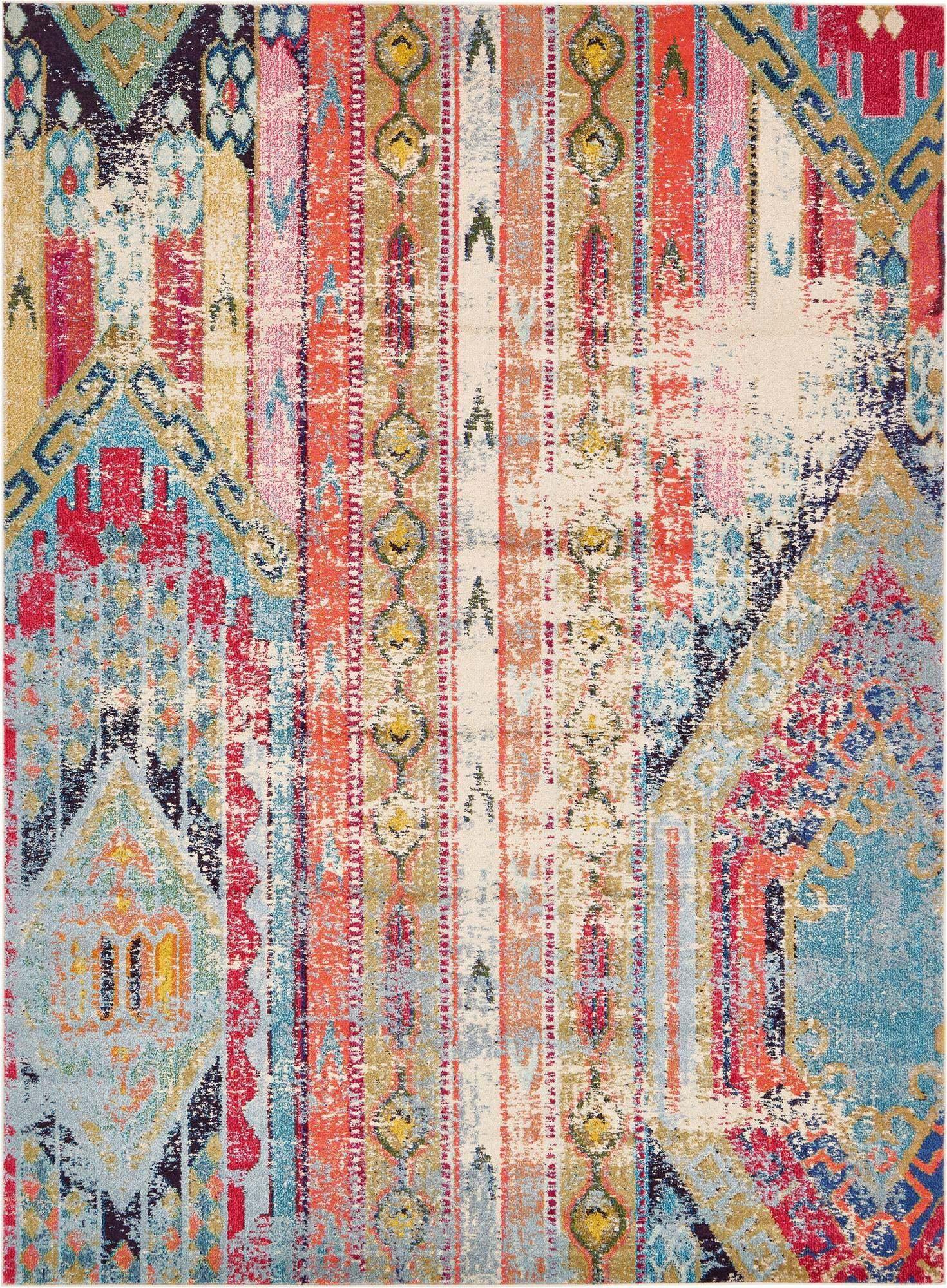 Unique Loom Indoor Rugs - Sedona Geometric Rectangular 8x11 Rug Multicolor & Red