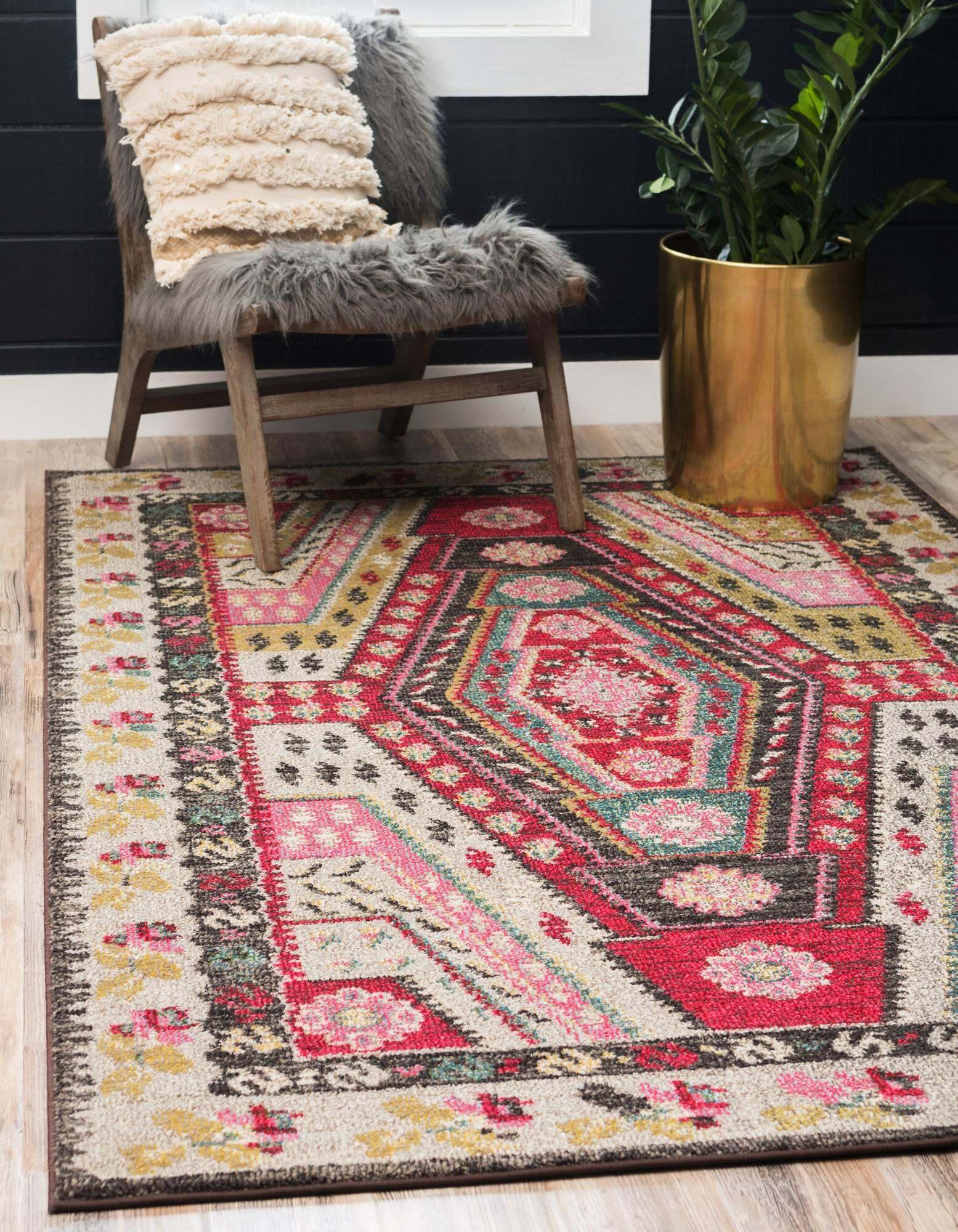 Unique Loom Indoor Rugs - Sedona Geometric Rectangular 9x12 Rug Multi & Red