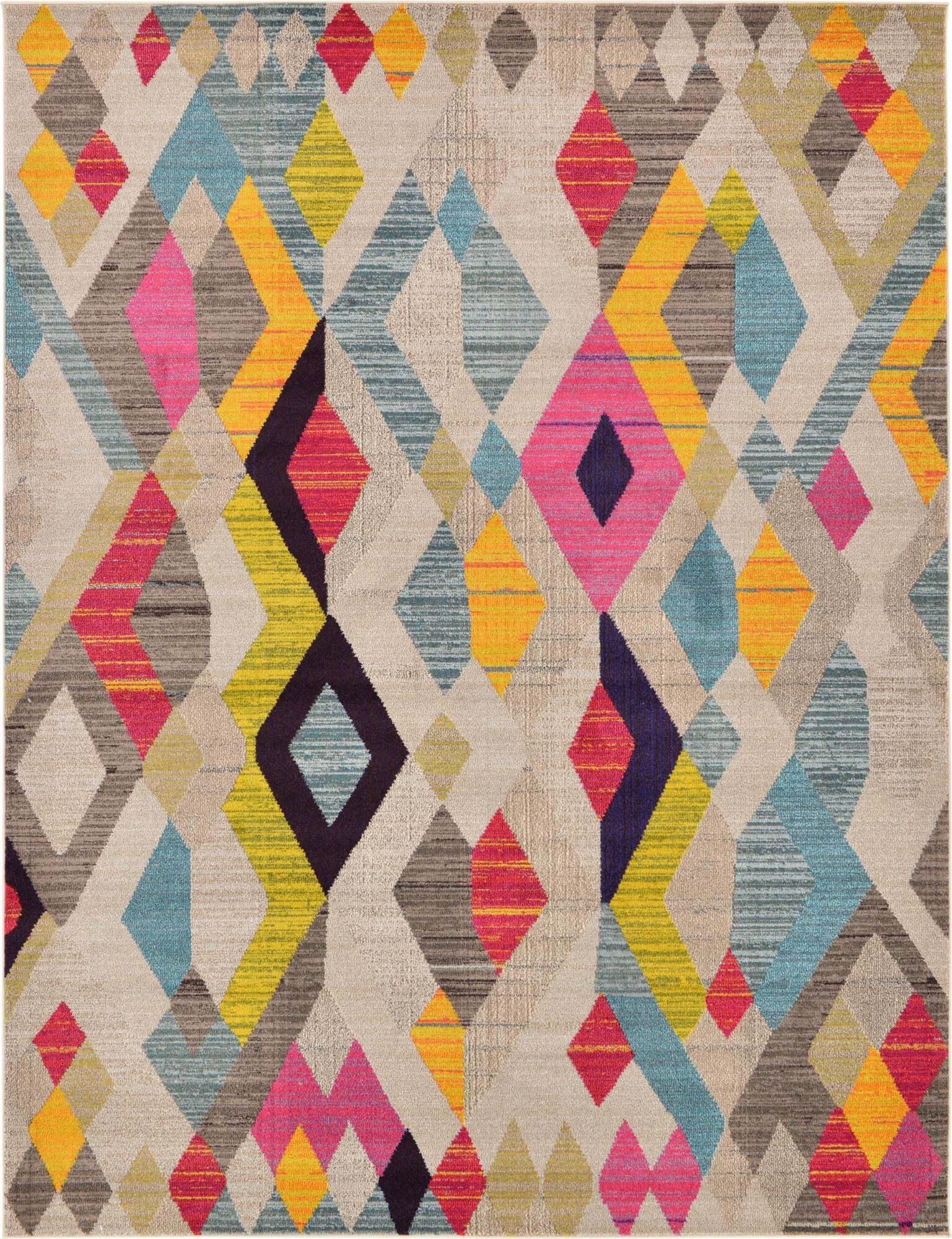 Unique Loom Indoor Rugs - Sedona Geometric Rectangular 9x12 Rug Multicolor & Beige