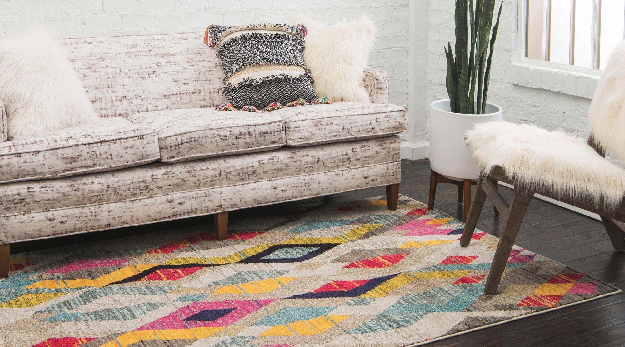 Unique Loom Indoor Rugs - Sedona Geometric Rectangular 9x12 Rug Multicolor & Beige
