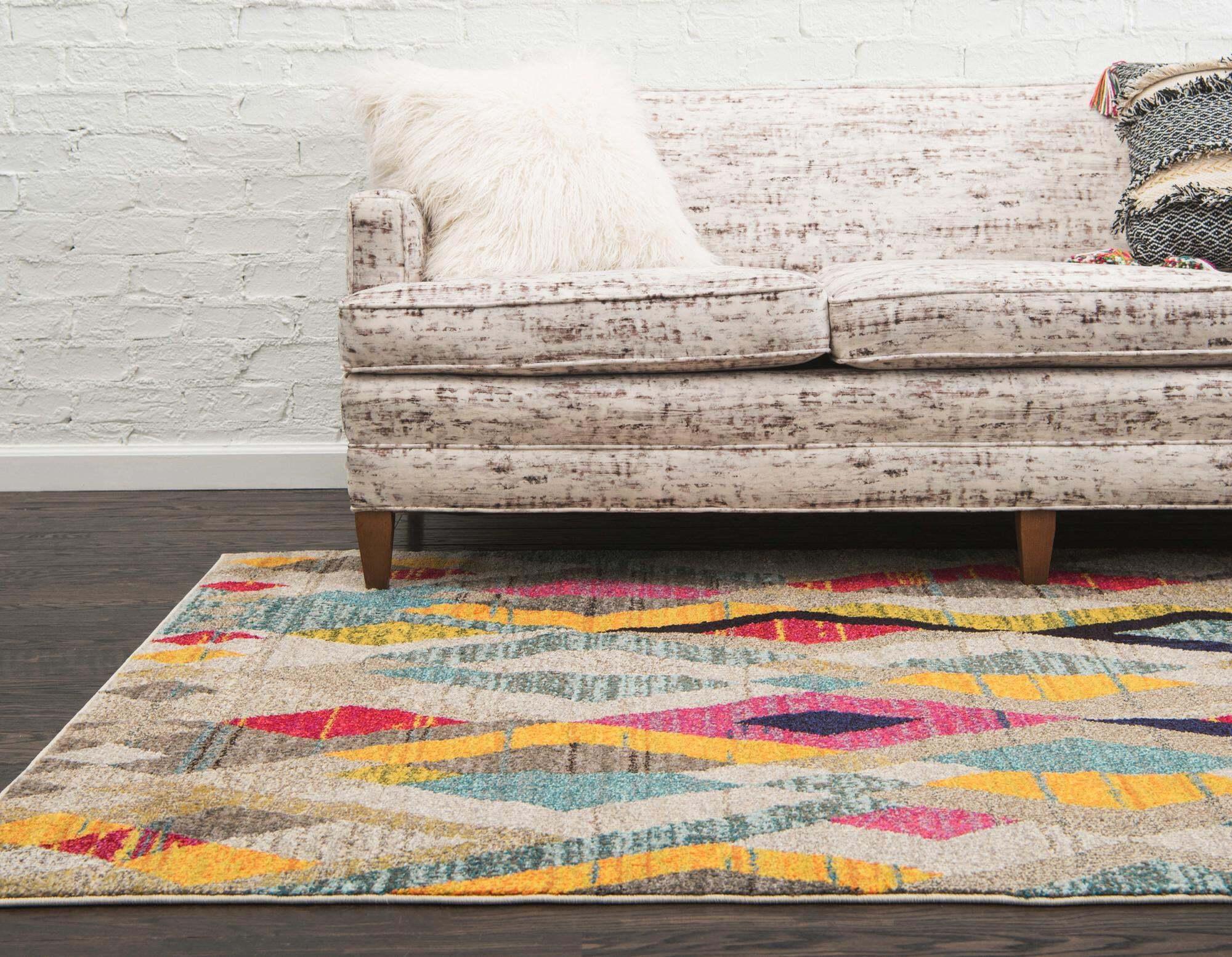 Unique Loom Indoor Rugs - Sedona Geometric Rectangular 9x12 Rug Multicolor & Beige