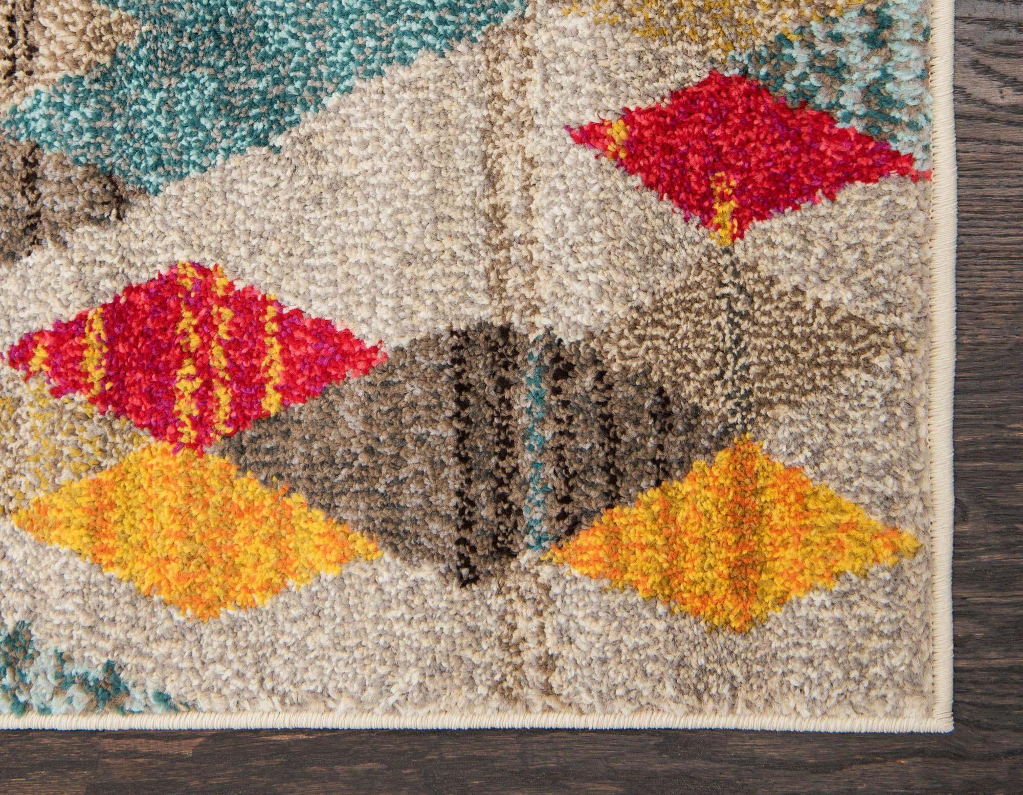 Unique Loom Indoor Rugs - Sedona Geometric Rectangular 9x12 Rug Multicolor & Beige