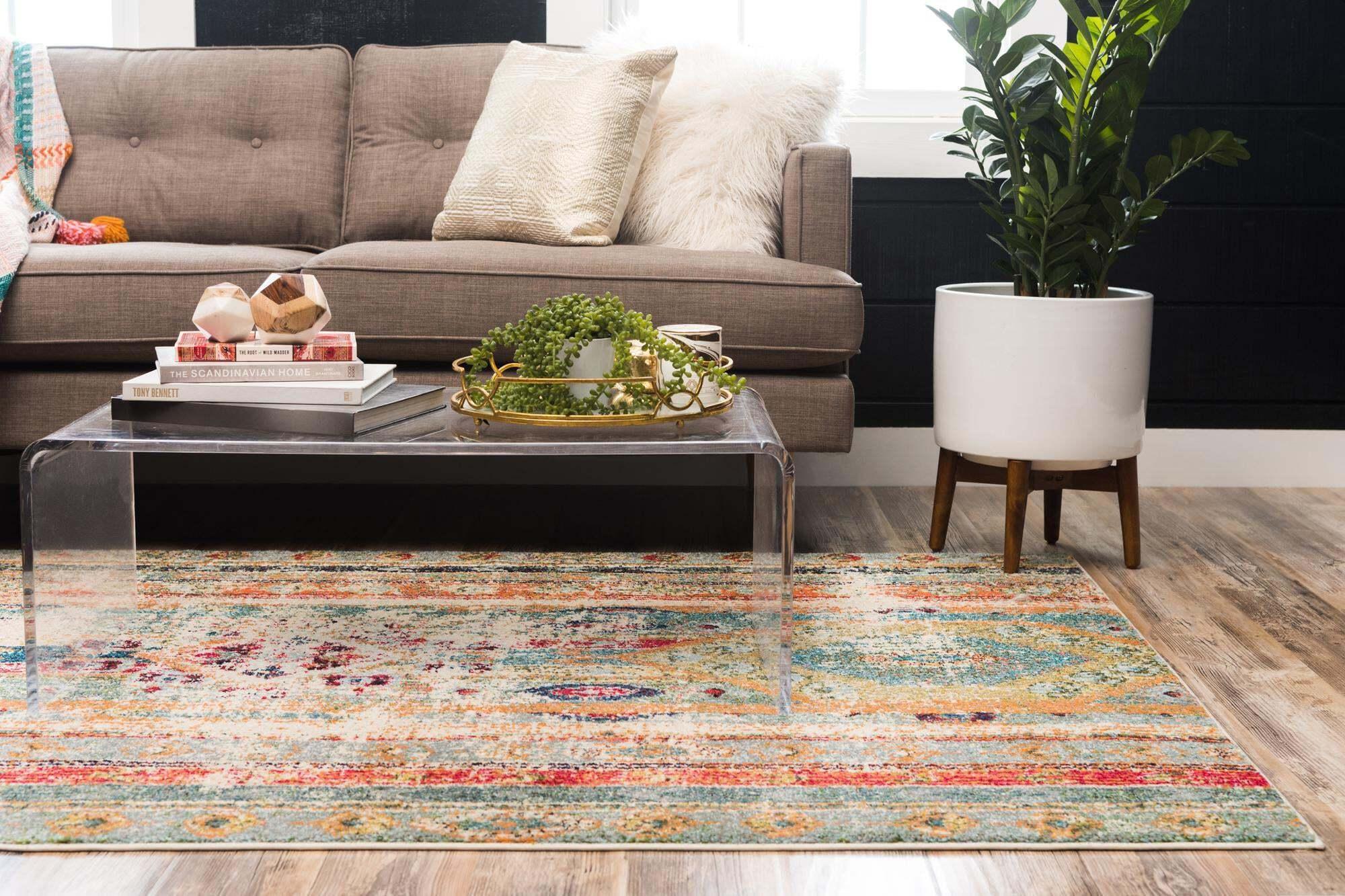 Unique Loom Indoor Rugs - Sedona Striped 8x10 Rug Blue & Multicolor