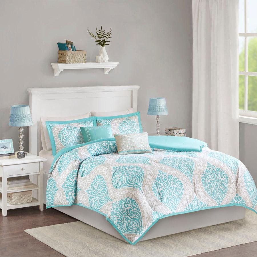 Olliix.com Comforters & Blankets - Senna Comforter Set Aqua King/Cal King