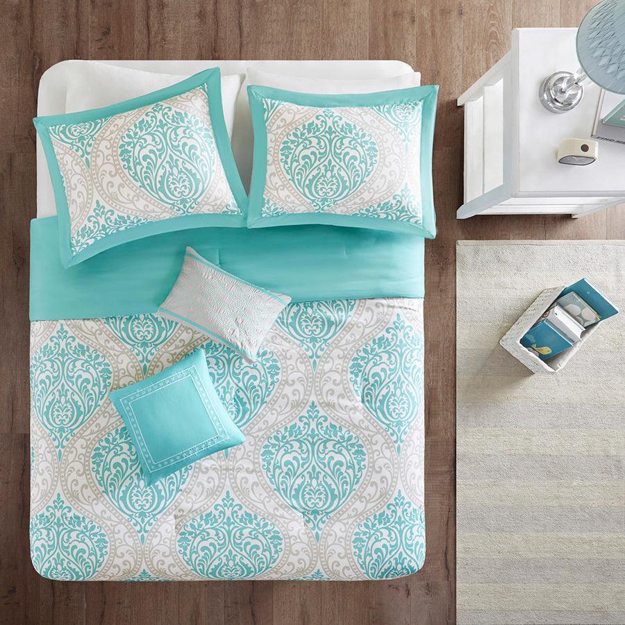 Olliix.com Comforters & Blankets - Senna Comforter Set Aqua King/Cal King