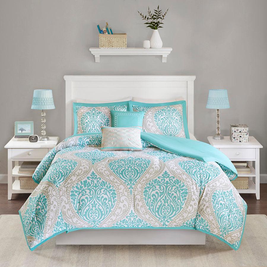 Olliix.com Comforters & Blankets - Senna Comforter Set Aqua King/Cal King
