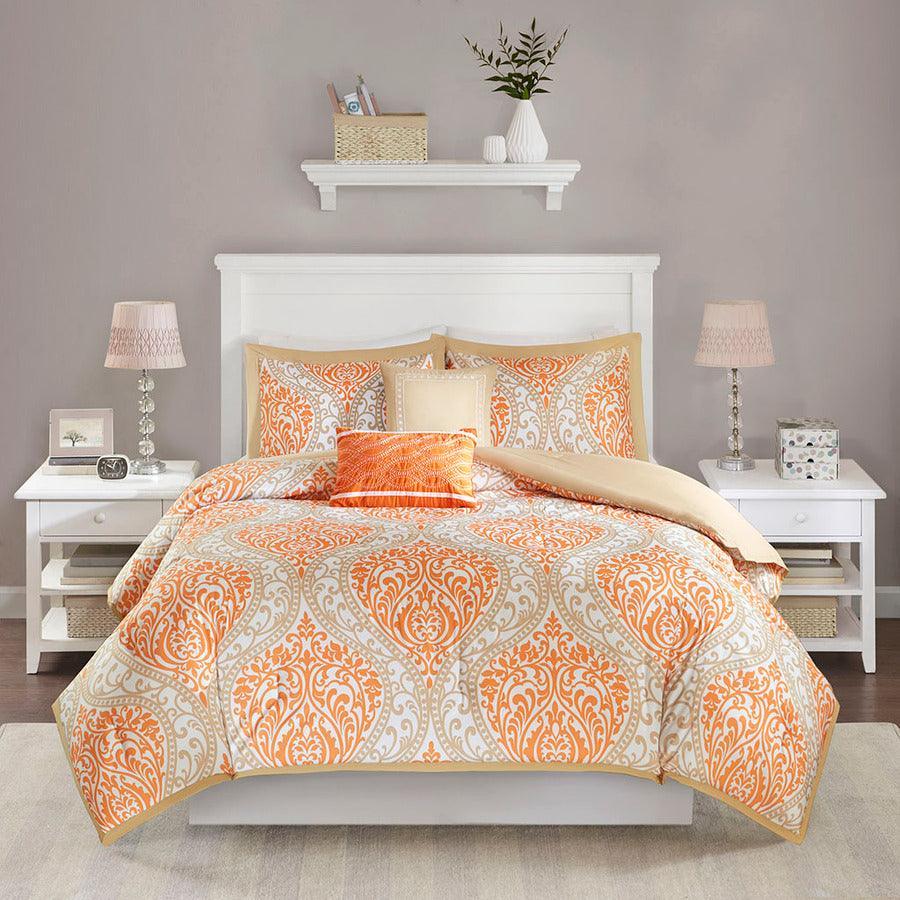 Olliix.com Comforters & Blankets - Senna Comforter Set Orange King/Cal King