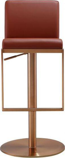 Tov Furniture Barstools - Sentinel Saddle Brown and Rose Gold Adjustable Stool