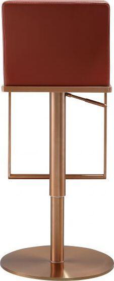Tov Furniture Barstools - Sentinel Saddle Brown and Rose Gold Adjustable Stool