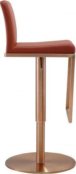 Tov Furniture Barstools - Sentinel Saddle Brown and Rose Gold Adjustable Stool