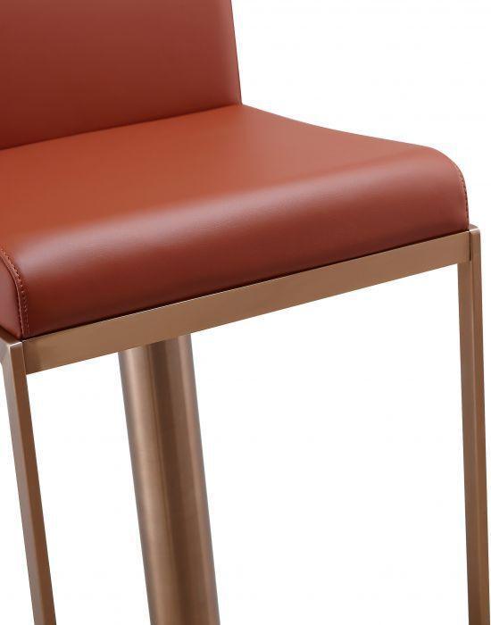 Tov Furniture Barstools - Sentinel Saddle Brown and Rose Gold Adjustable Stool