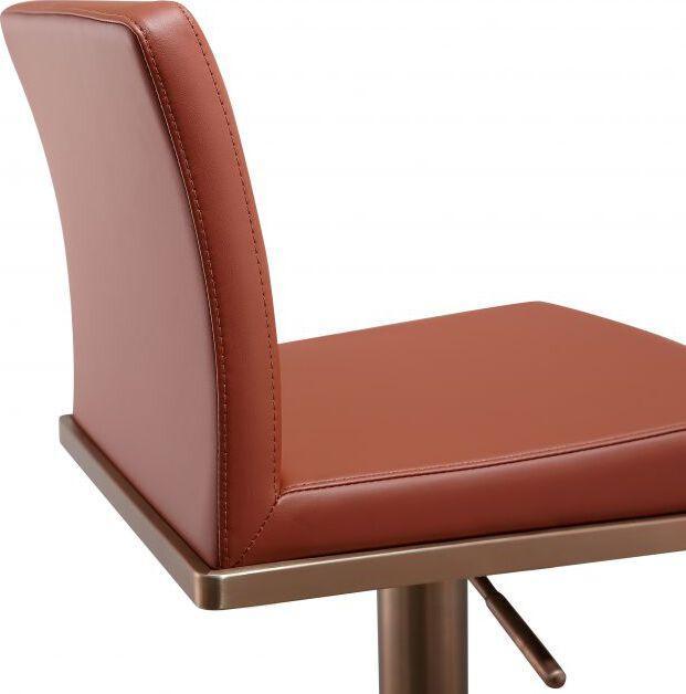 Tov Furniture Barstools - Sentinel Saddle Brown and Rose Gold Adjustable Stool