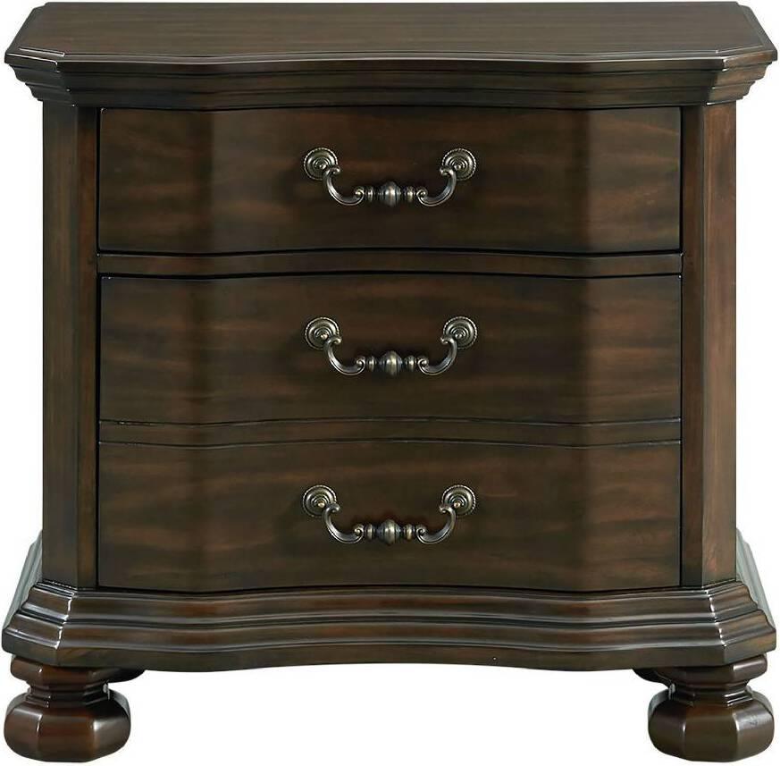 Elements Nightstands & Side Tables - Serena 3-Drawer Nightstand with USB Ports Espresso
