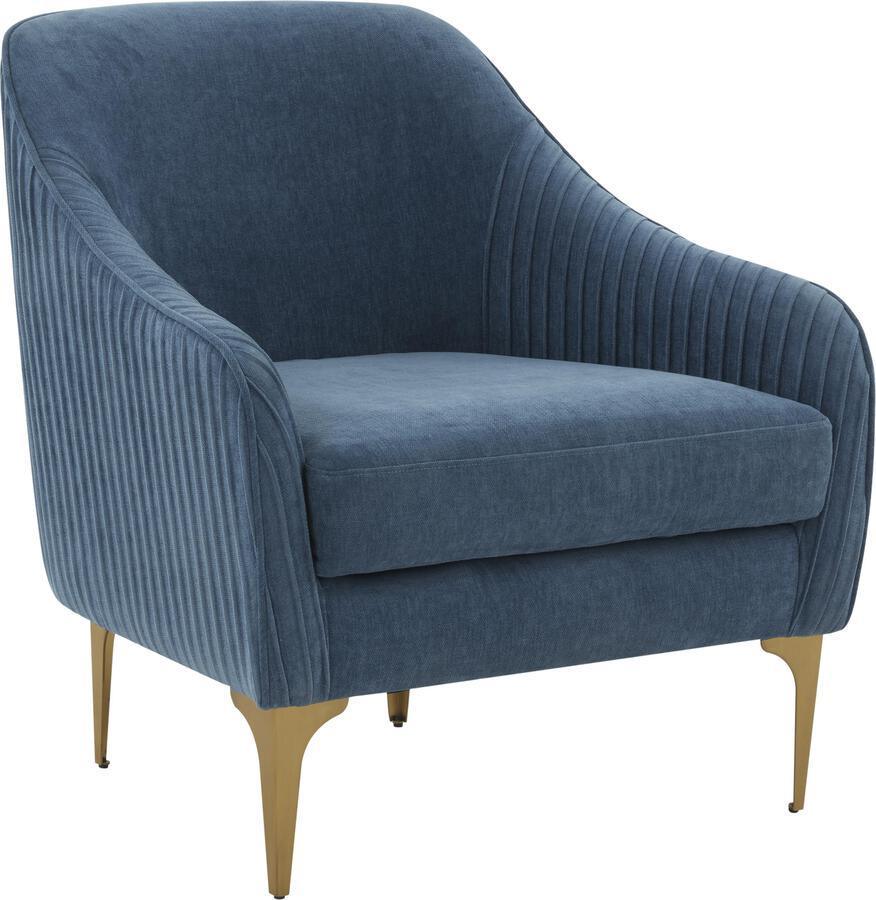 Tov Furniture Accent Chairs - Serena Blue Velvet Accent Chair