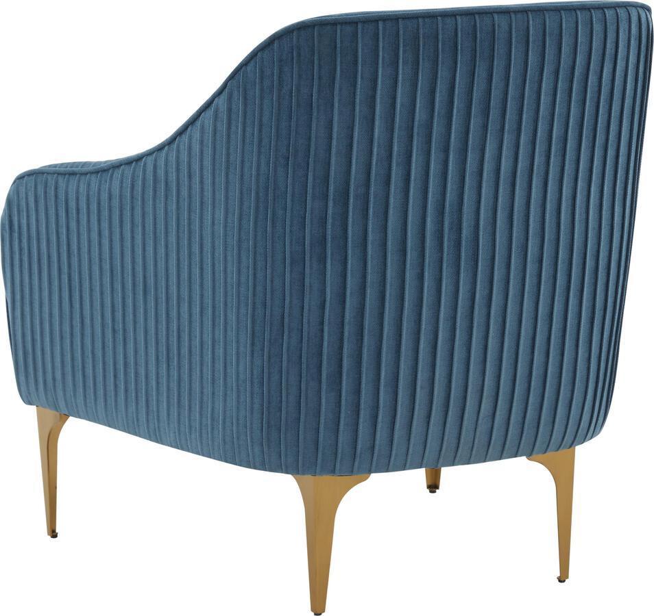 Tov Furniture Accent Chairs - Serena Blue Velvet Accent Chair