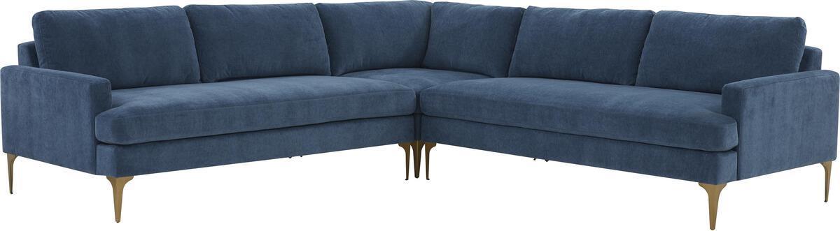 Tov Furniture Sectional Sofas - Serena Blue Velvet L-Sectional