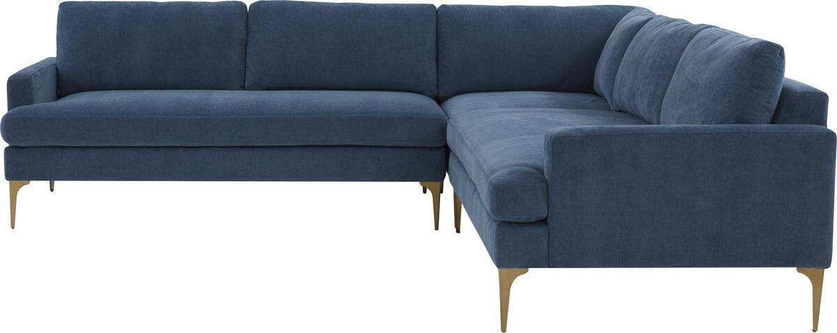 Tov Furniture Sectional Sofas - Serena Blue Velvet L-Sectional