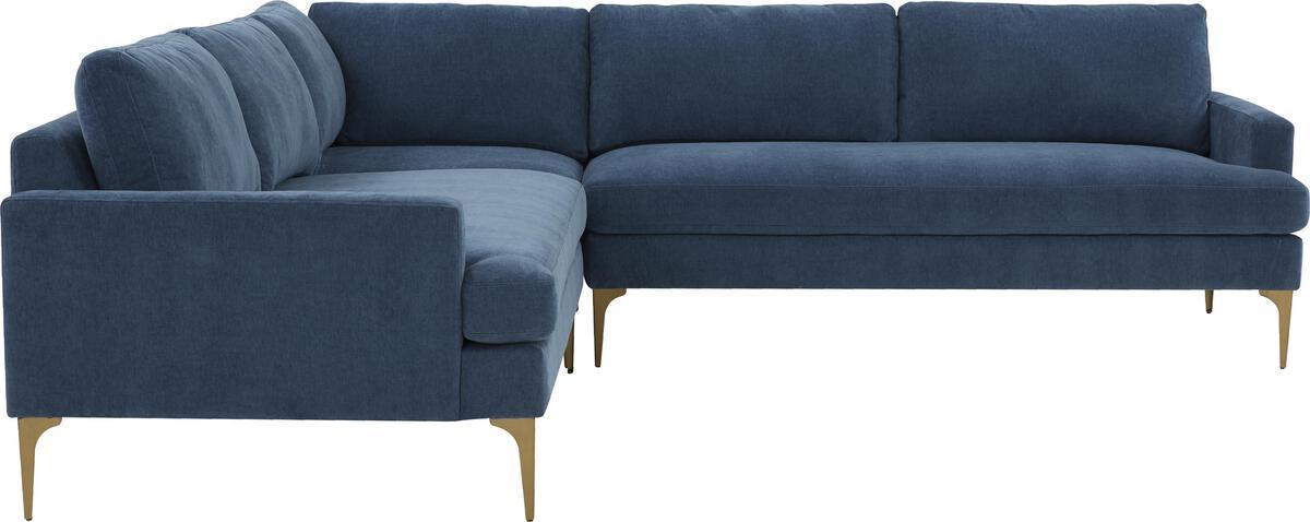 Tov Furniture Sectional Sofas - Serena Blue Velvet L-Sectional
