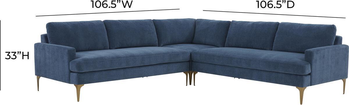 Tov Furniture Sectional Sofas - Serena Blue Velvet L-Sectional