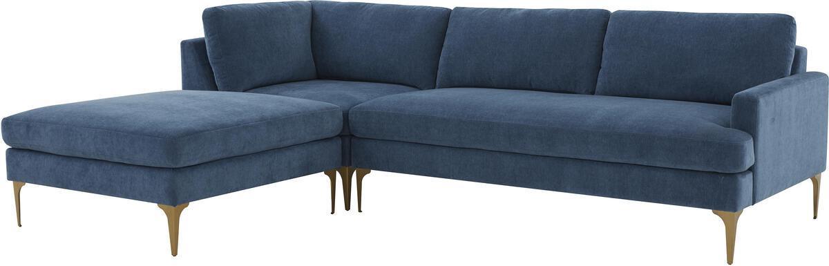 Tov Furniture Sectional Sofas - Serena Blue Velvet LAF Chaise Sectional