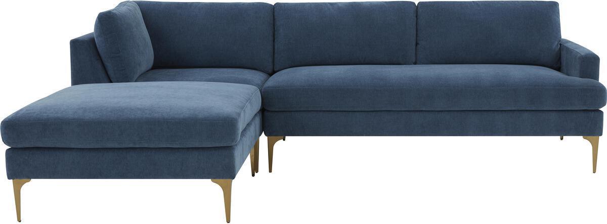 Tov Furniture Sectional Sofas - Serena Blue Velvet LAF Chaise Sectional