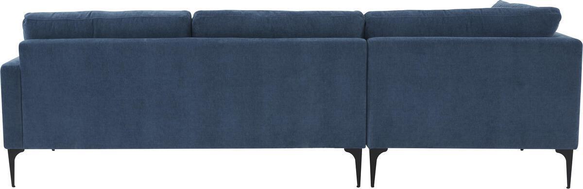 Tov Furniture Sectional Sofas - Serena Blue Velvet LAF Chaise Sectional with Black Legs