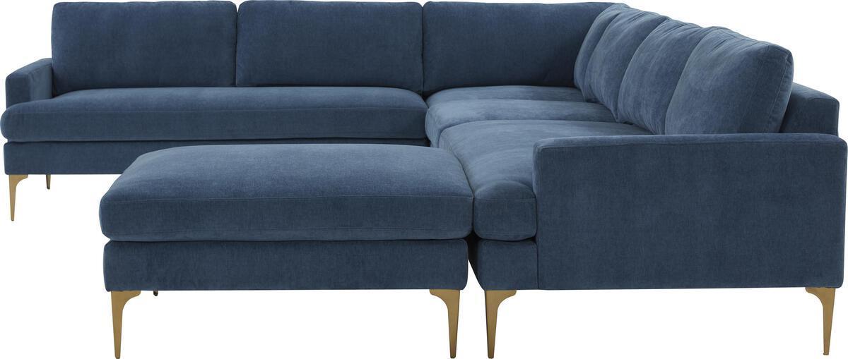 Tov Furniture Sectional Sofas - Serena Blue Velvet Large Chaise Sectional