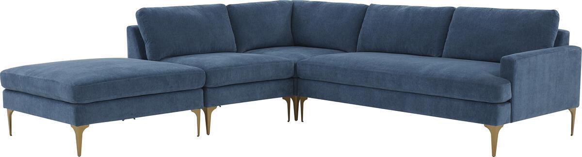 Tov Furniture Sectional Sofas - Serena Blue Velvet Large LAF Chaise Sectional