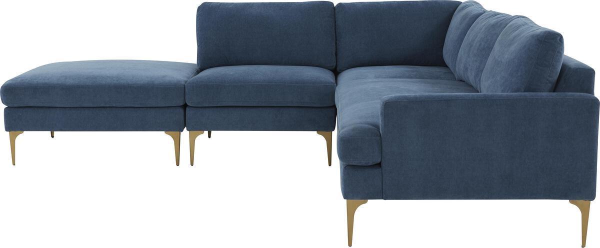 Tov Furniture Sectional Sofas - Serena Blue Velvet Large LAF Chaise Sectional