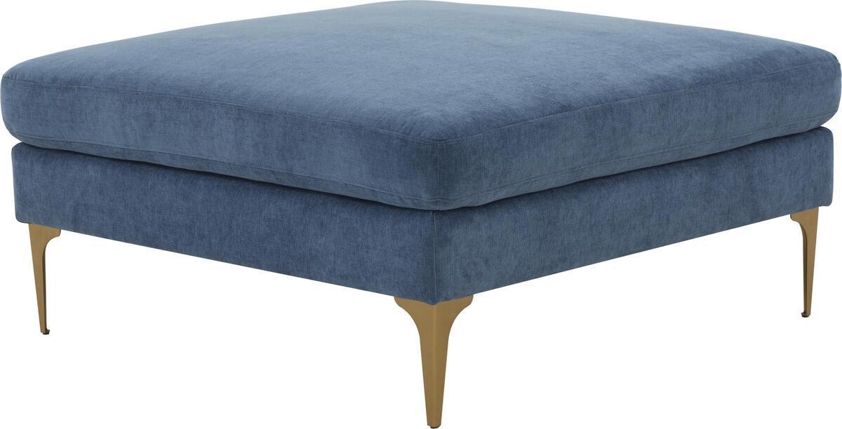 Tov Furniture Ottomans & Stools - Serena Blue Velvet Ottoman