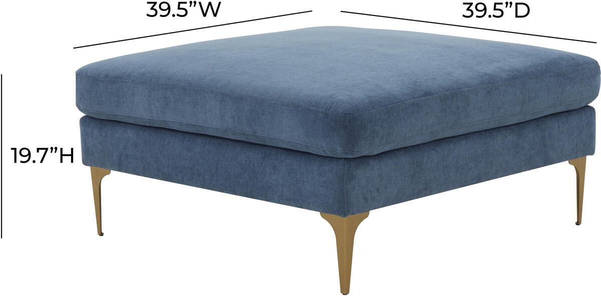 Tov Furniture Ottomans & Stools - Serena Blue Velvet Ottoman