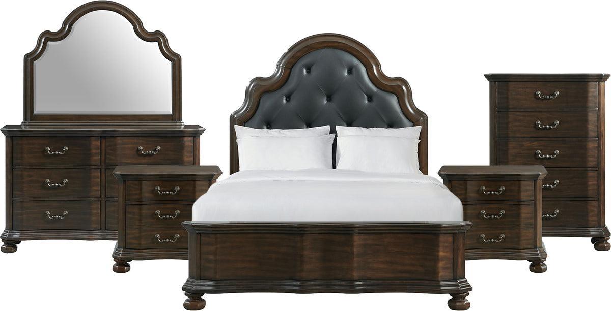Elements Bedroom Sets - Serena Queen 2-Drawer Platform Storage 6PC Bedroom Set Espresso
