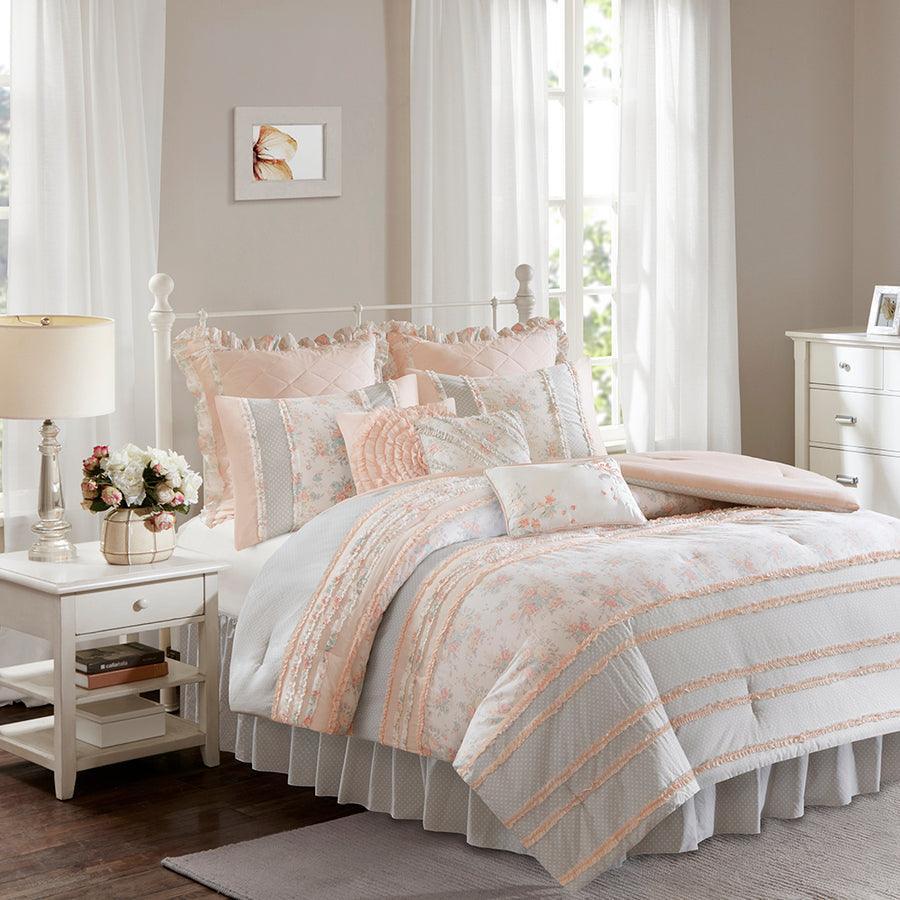 Olliix.com Comforters & Blankets - Serendipity Casual| Cotton Percale Comforter Set Coral Twin/Twin XL