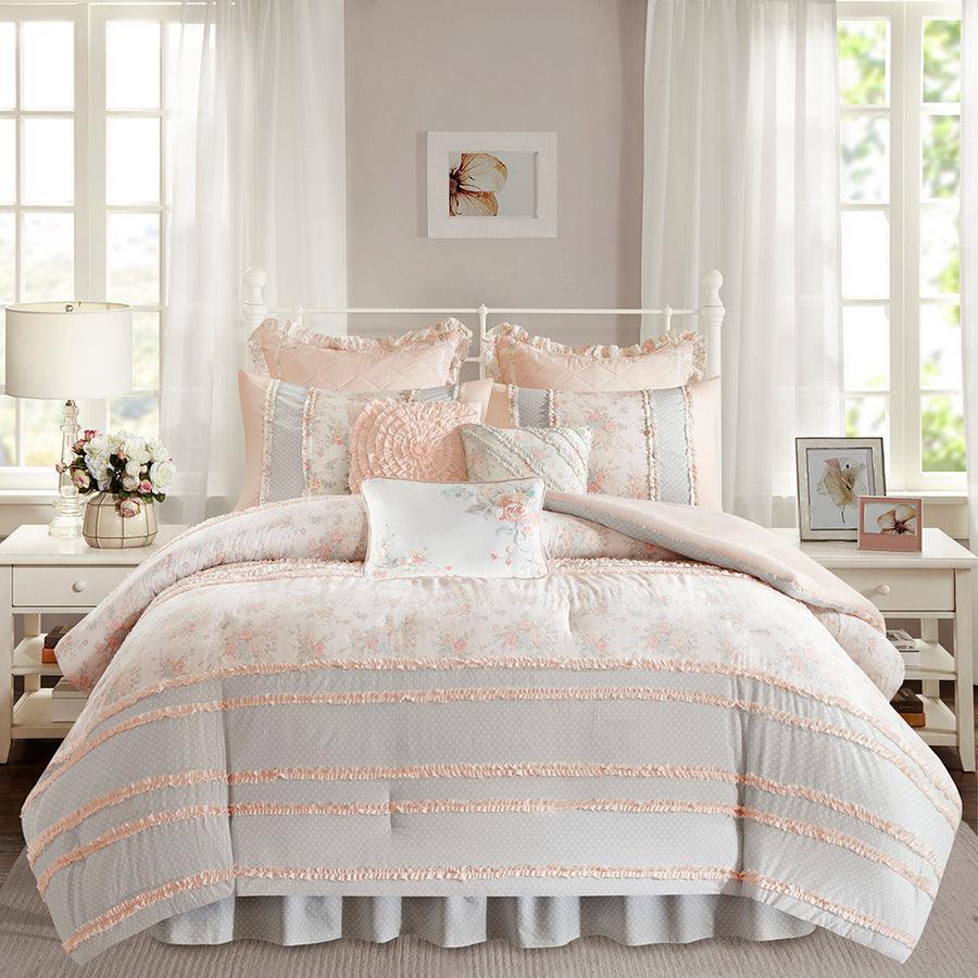 Olliix.com Comforters & Blankets - Serendipity Casual| Cotton Percale Comforter Set Coral Twin/Twin XL