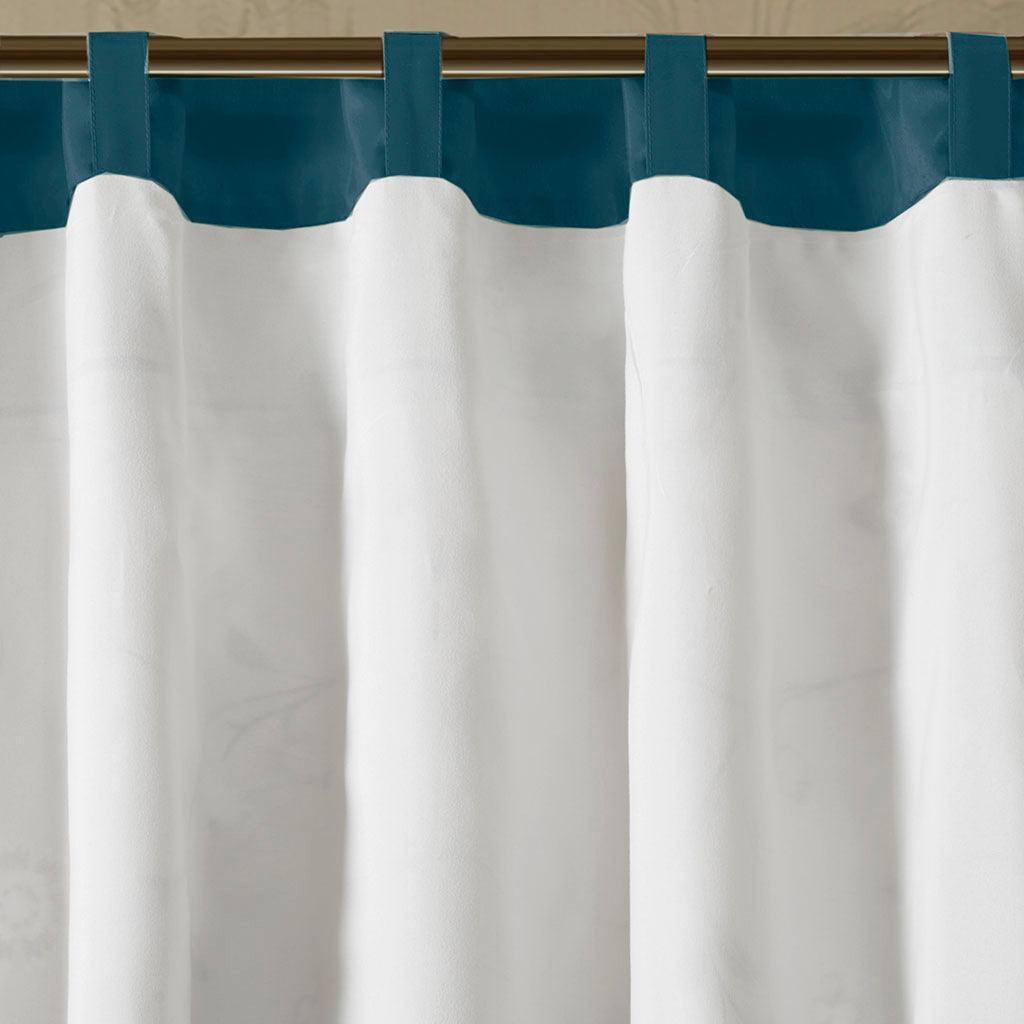 Olliix.com Curtains - Serene 84 H Embroidered Window Panel Navy
