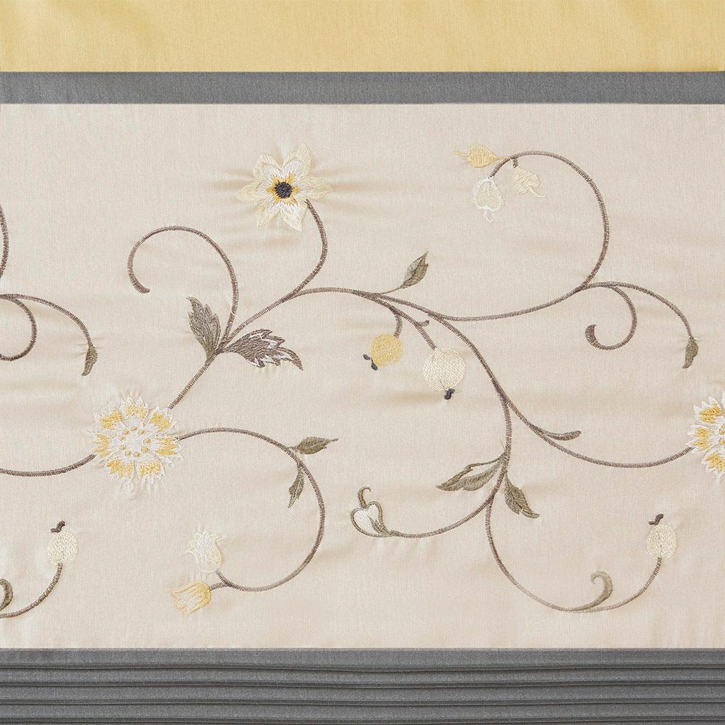 Olliix.com Curtains - Serene 84 H Embroidered Window Panel Yellow