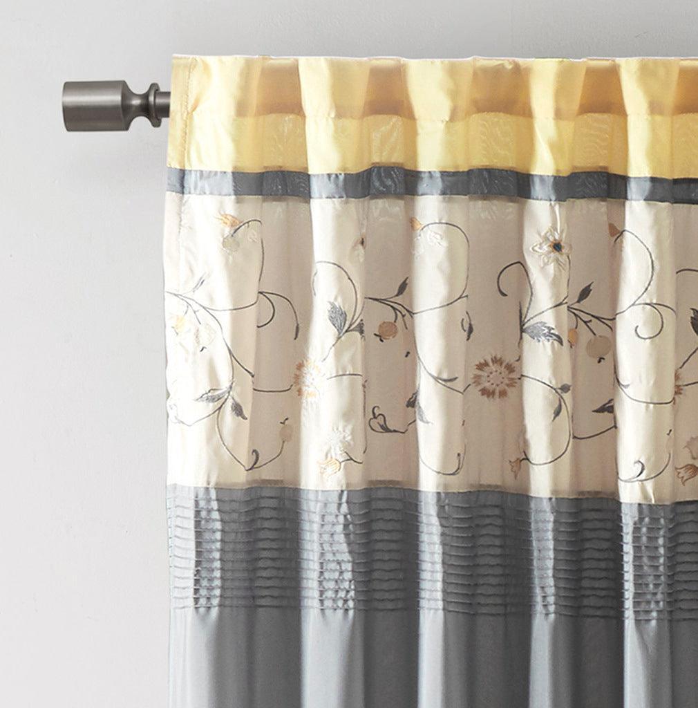 Olliix.com Curtains - Serene 84 H Embroidered Window Panel Yellow