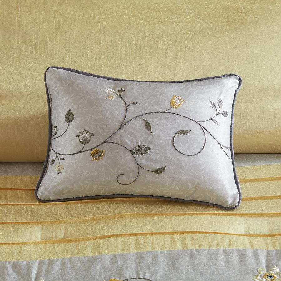 Olliix.com Comforters & Blankets - Serene Casual Embroidered 7 Piece Comforter Set Yellow Cal King