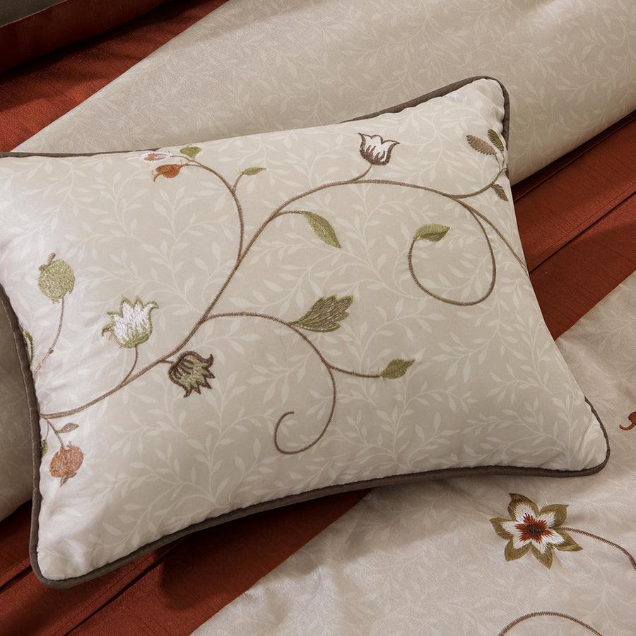 Olliix.com Comforters & Blankets - Serene Classic Embroidered 7 Piece Comforter Set Spice King