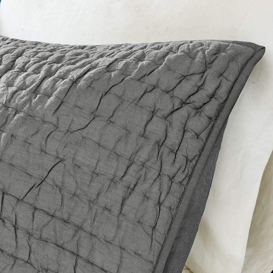 Olliix.com Comforters & Blankets - Serene Cotton Hand Quilted Coverlet Set Grey