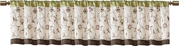 Olliix.com Curtains - Serene Embroidered Window Valance Green