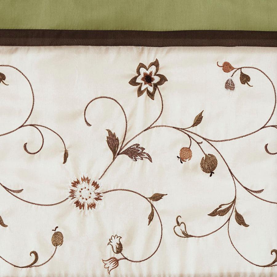 Olliix.com Curtains - Serene Embroidered Window Valance Green