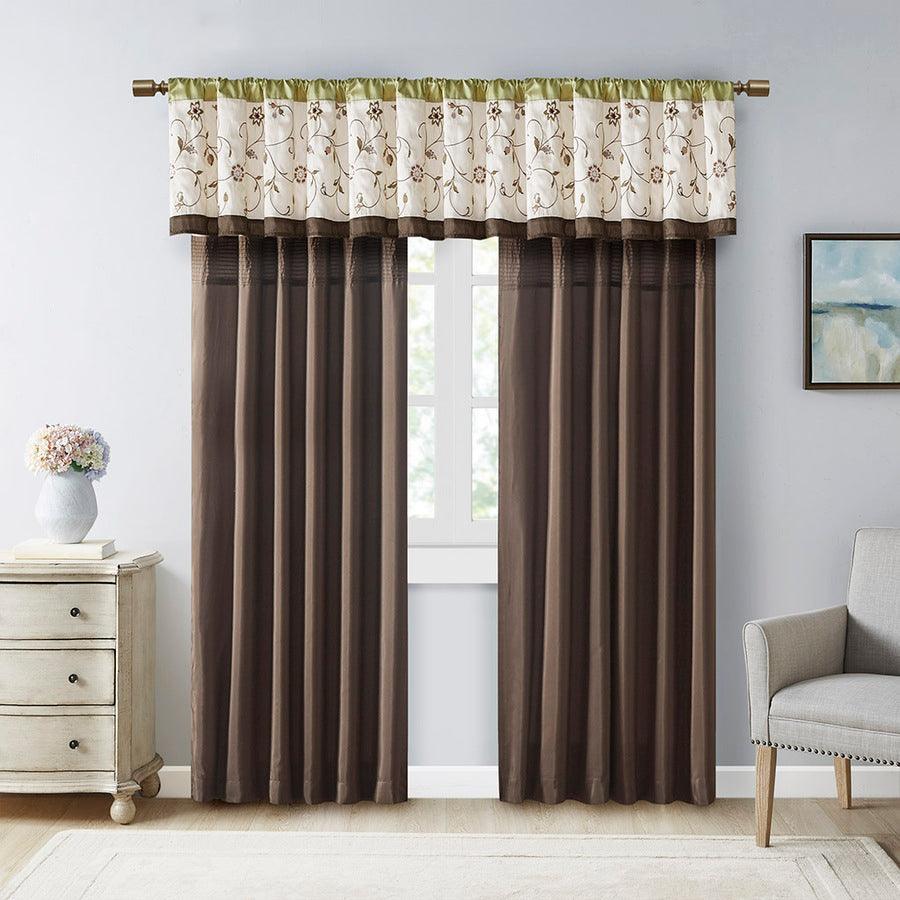 Olliix.com Curtains - Serene Embroidered Window Valance Green