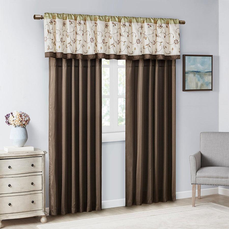 Olliix.com Curtains - Serene Embroidered Window Valance Green
